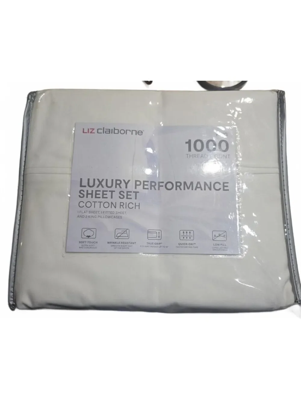 Liz Claiborne Luxury Performance Sheet Set Cotton Rich King Size 1000 Thread
